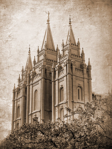 Salt lake temple HDR with texture sepia