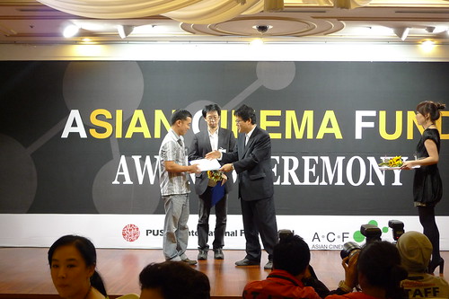 Ming Jin receiving awards from the Asian Cinema Fund