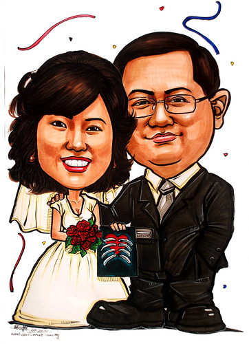 wedding couple caricature 160110