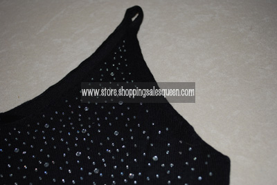 black knit spaghetti top with glitter sleeveless
