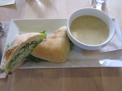 Chicken sandwich, leek and potato soup from SoupeSoupe - $15.33 with tip