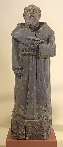 Statue, polychrome and gesso on hardwood, "St. Francis of Assisi" by unknown Santos carver, Philippines, at the Pere Marquette Gallery of the Saint Louis University Museum of Art, in Saint Louis, Missouri, USA