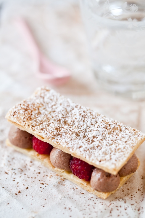 Chocolate Mousse and Raspberry Mille Feuilles