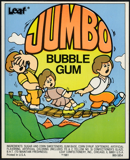 Candy Machine Vending Insert Card - Leaf Jumbo bubble gum - 1981