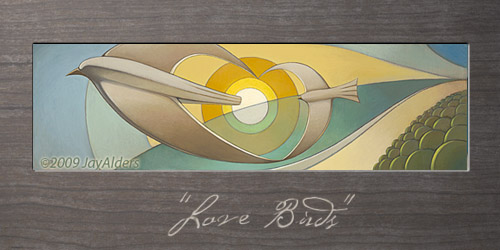 "Love Birds" (oil on wood, 14"x48") Prints Available on Shop.JayAlders.com