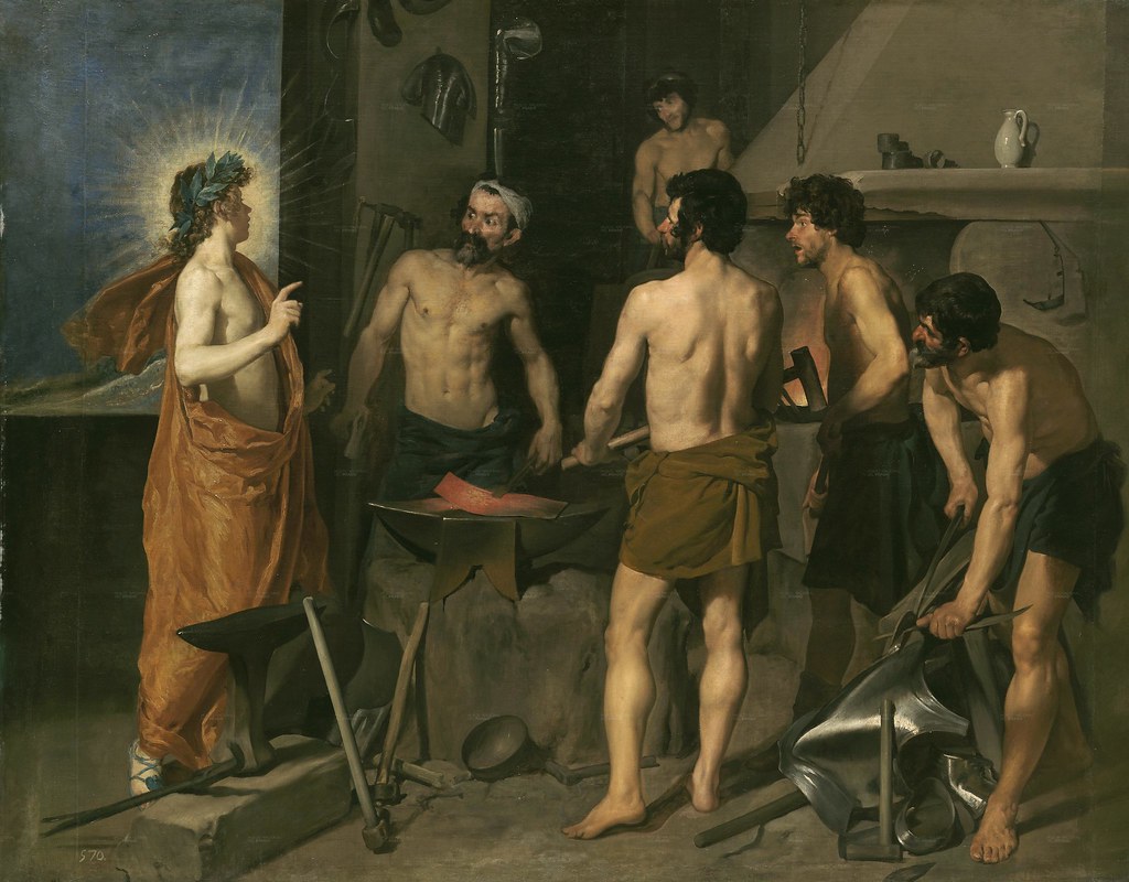 Diego Velázquez (Spanish, 1599-1660) The Forge of Vulcan (1630) Oil on canvas. 230 by 290 cm. Museo Nacional del Prado, Madrid.