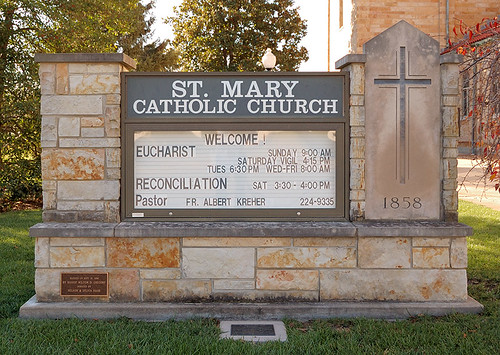 Saint Mary Roman Catholic Church, in Trenton, Illinois, USA - sign