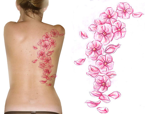 Back Flowers Tattoo Design
