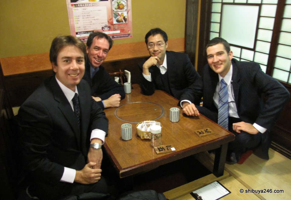 We had lunch in a basement restaurant of the Yurakucho Denki Bldg. Good food, fine company. Just another great day in Japan.
