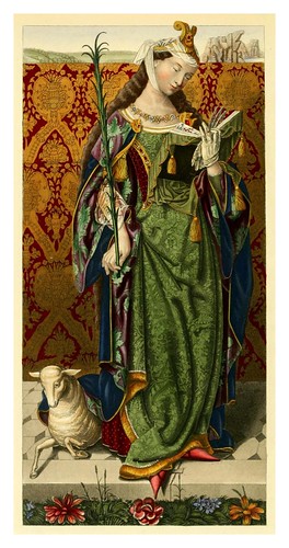 025-Santa Ana- de una pintura de Lucas Van Leyden 1520-Dresses and decorations of the Middle Ages 1843- Henry Shaw