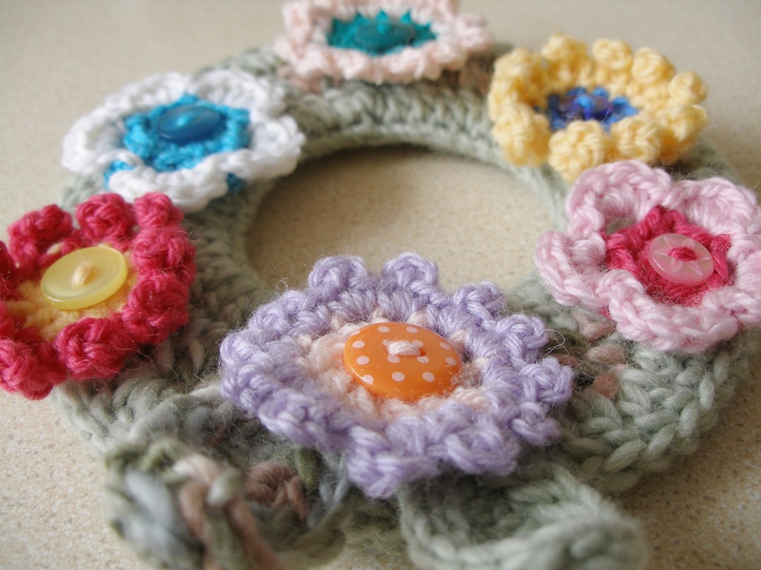 Crochet flower wreath