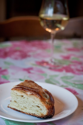 French Pastry and a Glass of White Wine
