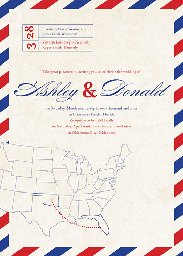 I recently designed this Air Mail inspired wedding invitation for a client 