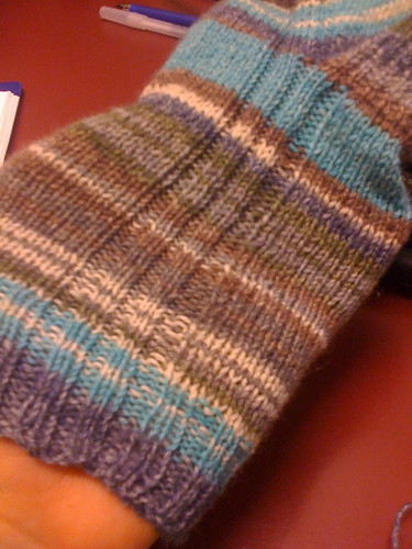 Stripey sock leg detail
