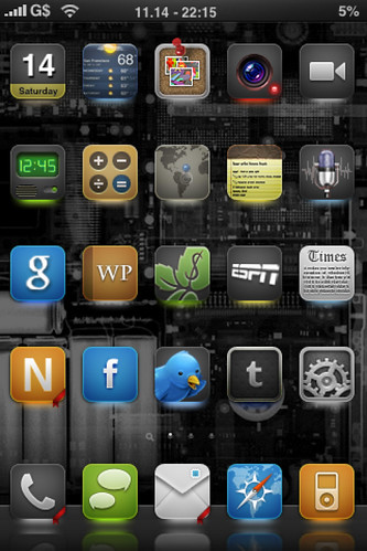 Illumine Theme, Matte UI Graphite, iPod Touch Dock, Backgrounder (Illumine 