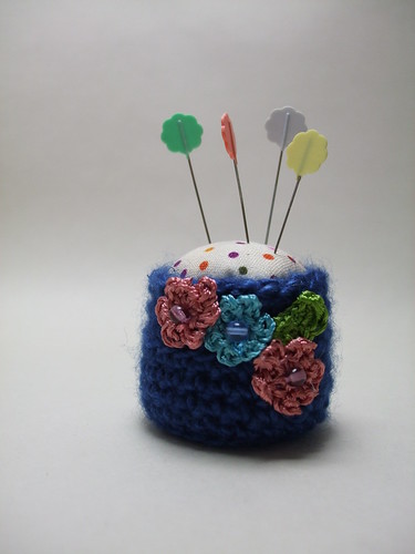 Tiny Blue Crochet Pin cushion