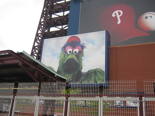 Phillie Phanatic on the wall of Citizens Bank Park