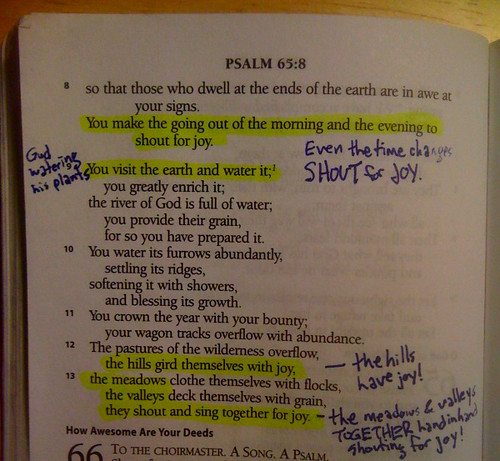 Notes on Psalm 65: shouting for joy
