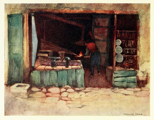 022-Una herreria en Estambul- Constantinople painted by Warwick Goble (1906)