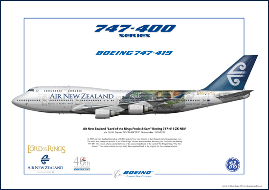 Air New Zealand Lord of the Rings Frodo & Sam Boeing 747-419 ZK-NBV