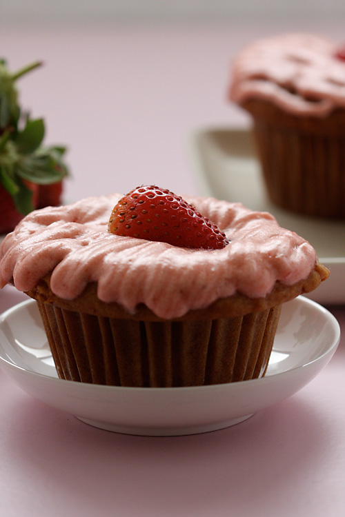 Eggless Strawberry Cupcakes With Strawberry Buttercream frosting