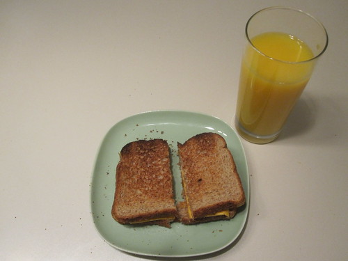 cheese toasts, OJ