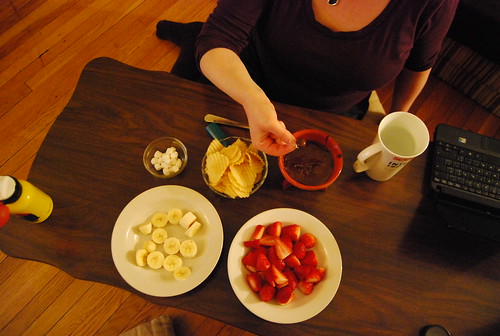 Chocolate fondue with Allison