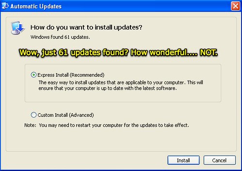 Microsoft Windows XP - 61 updates found