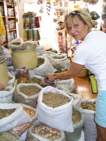 Jean in a shop in Cancun