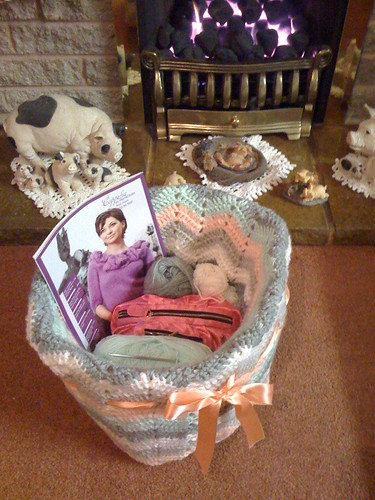 Fireside Ripple Basket to hold my yarn, hook case, magazines etc., Oh and Wool!:)