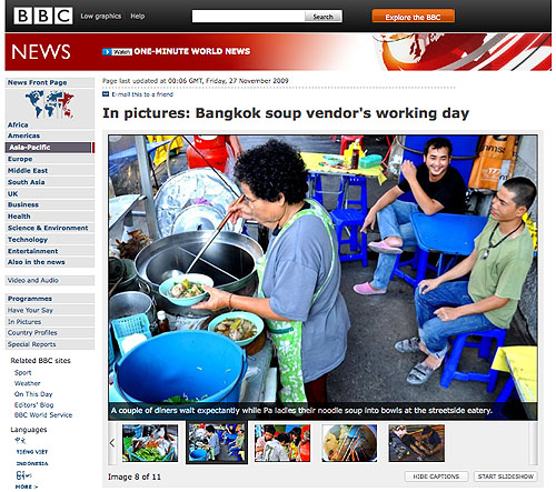 Screen shot of a BBC article on Bangkok