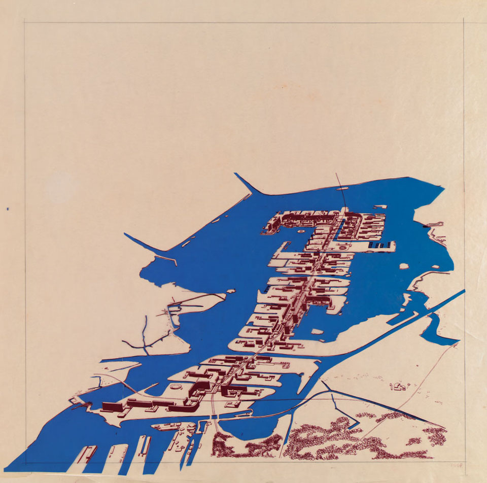 H Klopma and JB Bakema, architectural firm Van den Broek and  Bakema, City on Pampus, drawing, 1964