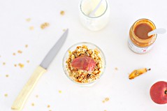 Yoghurt, Toasted Oats with Pecans and Walnuts, Apple Slices Slathered with Fauchon's Confiture de Lait