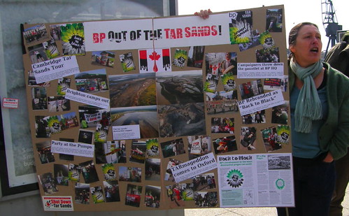 A display showing tar sands actions