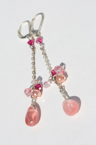 Pink Glass Cascade Earrings