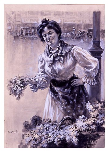 I.E.A. 22 MAYO 1904-1.º N.º XIX. Pág. 297. LILAS-LA FLORISTA- Dibujo de Ruiz Morales