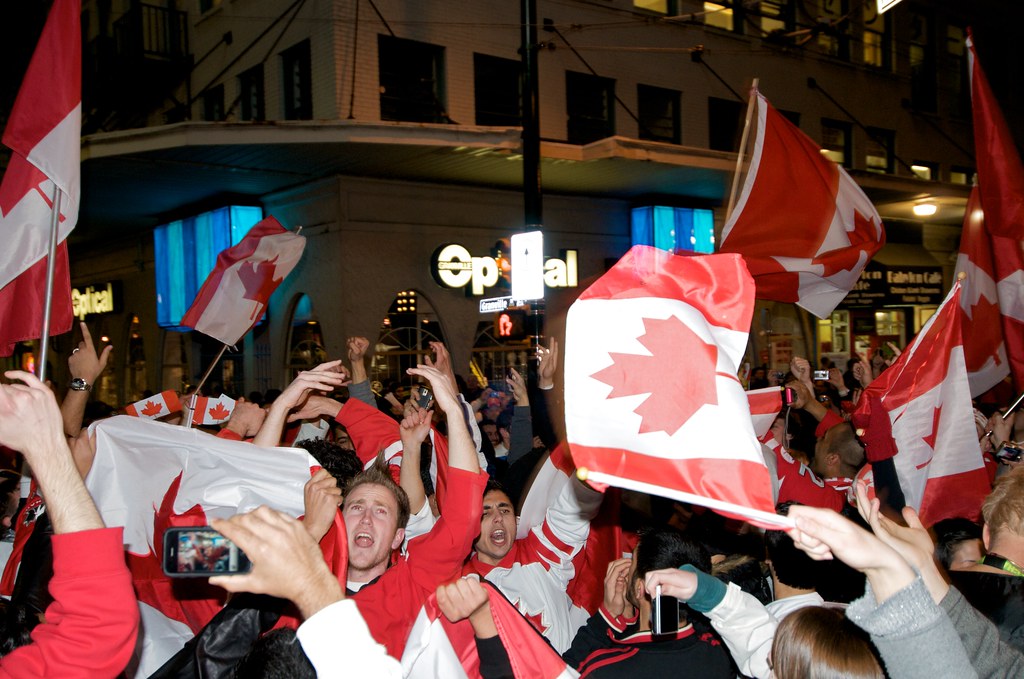 People Celebrate Team Canada Victory