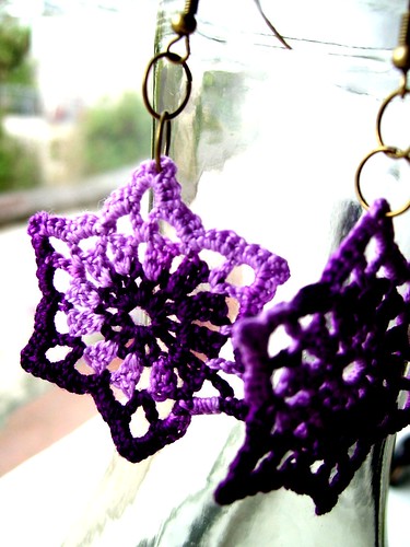 Crocheted doily earrings