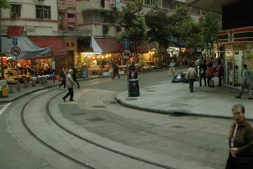 Track of Hong Kong Tram in Wan Chai? District,Hong Kong /Mar 14,2010
