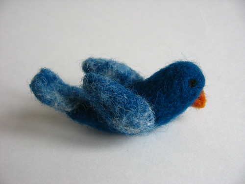 blue needle felted bird
