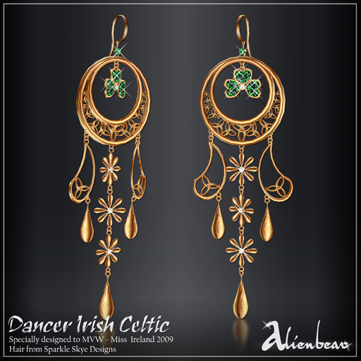Dancer Irish gold earrings (Miss Ireland)
