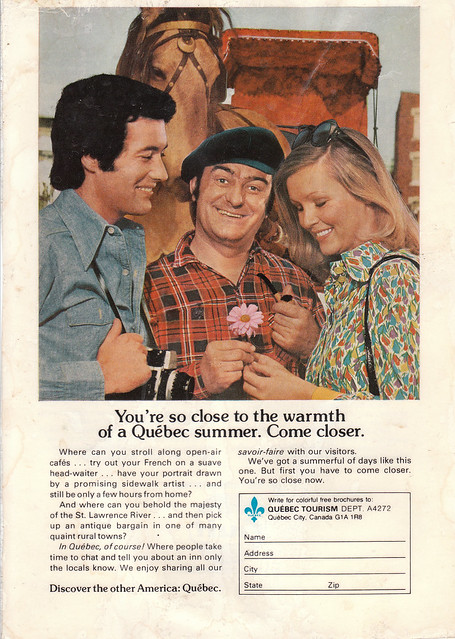So close to the warmth of a Quebec summer (1970s national geographic ad)