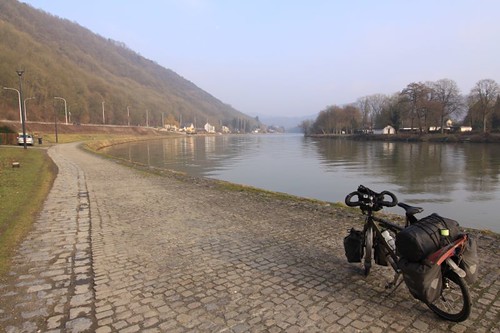 Tranquil cycling along the Meuse River...