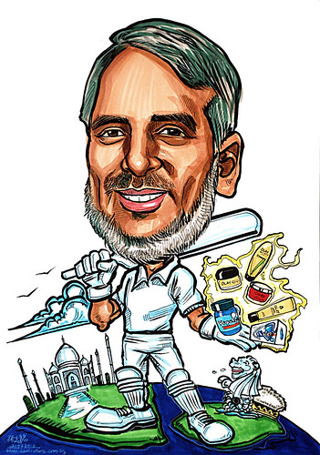 caricature for P&G cricket player