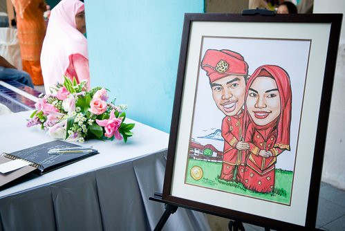 Malay couple wedding caricatures Sep 2007