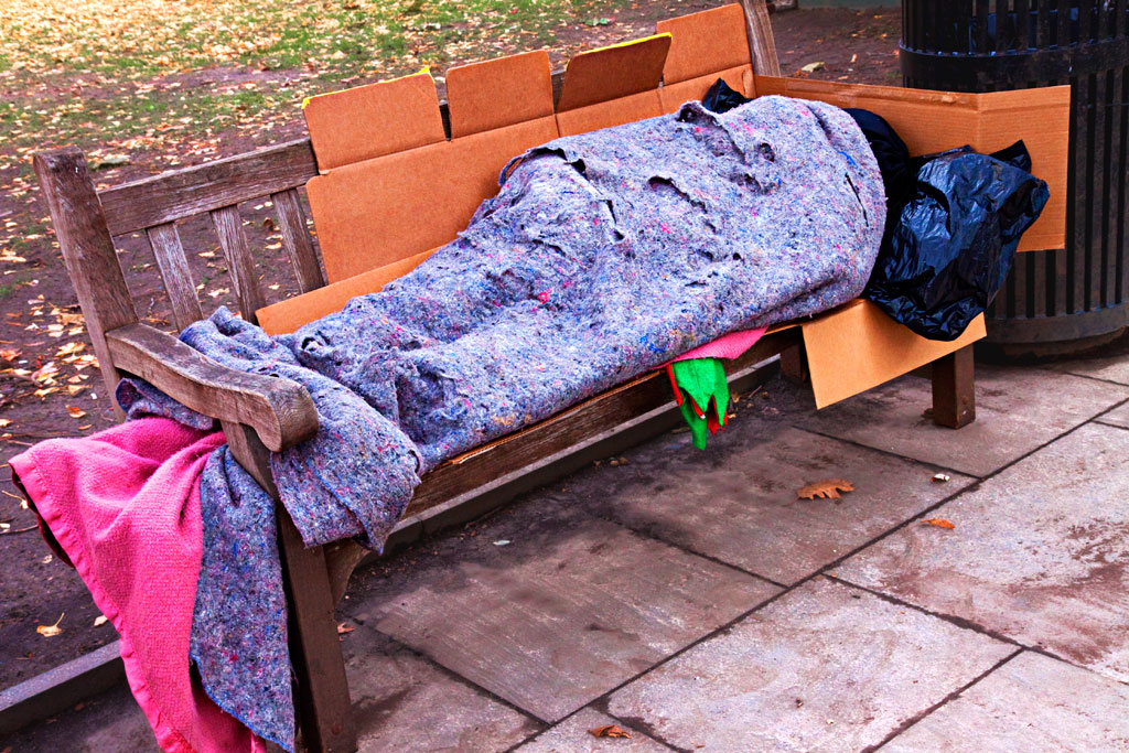 Man-wrapped-in-insulation--Washington-Square