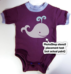 Gray Whale Stencil PhotoShop test on purple onesie