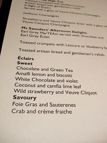 tea menu at the Arch