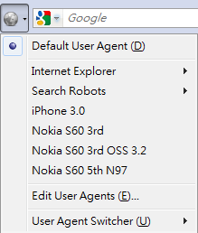User Agnet Switcher Nokia settings
