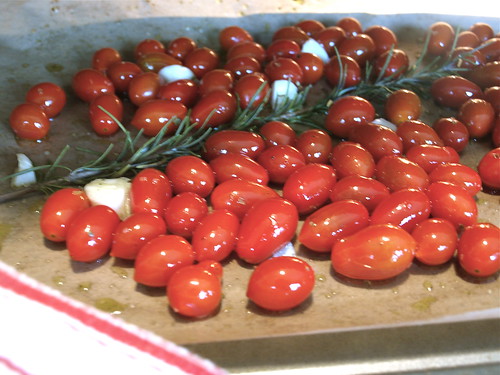 slowly roasting tomatoes